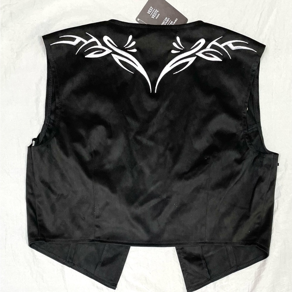 AMSCAN COWGIRL VEST Adult Black Faux Suede with Fringe size S  NWT - Picture 3 of 11